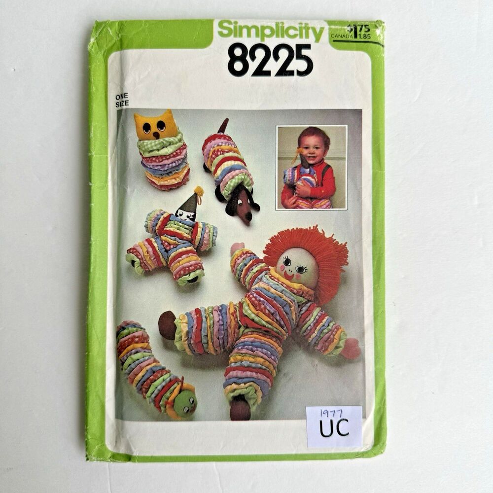 Simplicity Sewing Pattern 8225 Stuffed Yo Yo Doll Owl Dog Clown Caterpillar UC